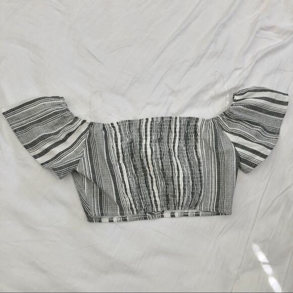 Windsor Striped Lace Up Crop Top Bell Sleeve Large - Picture 3 of 4